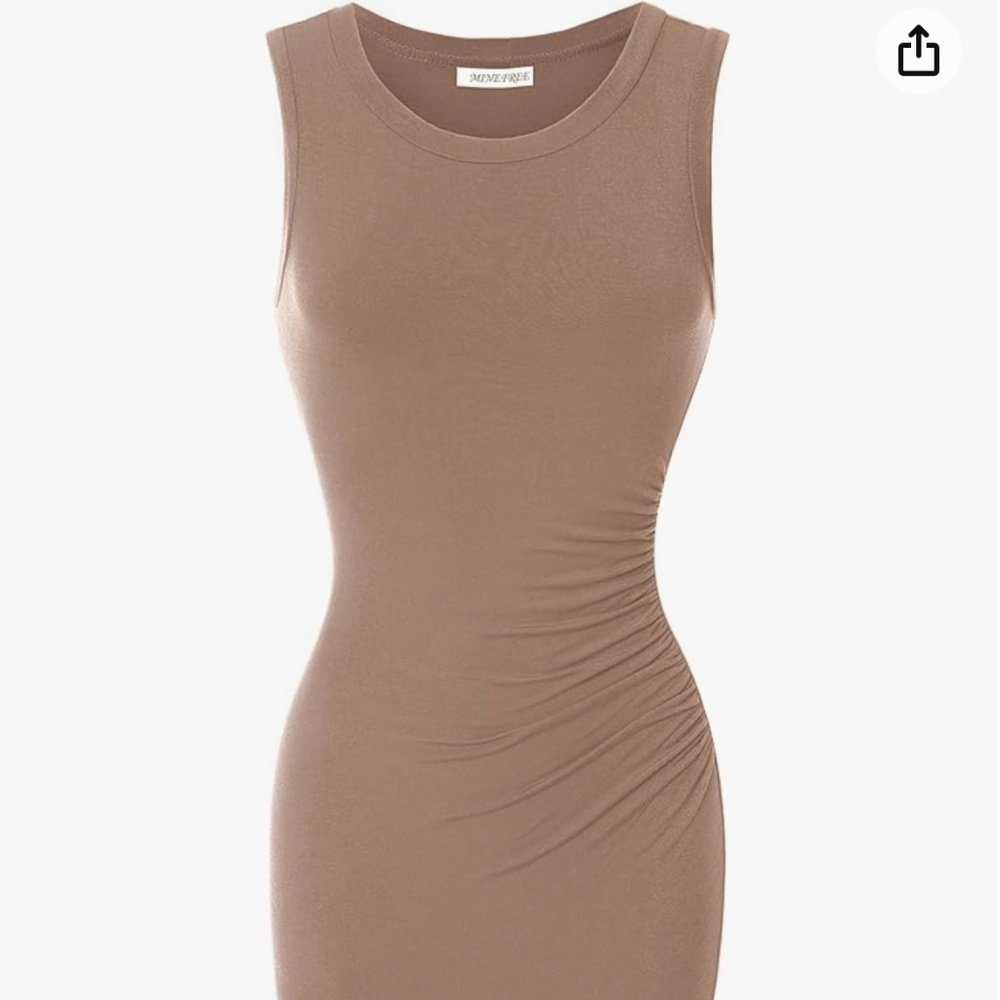 MINEFREE Women's Casual Crew Neck Bodycon Sleeveless Dress Size L
